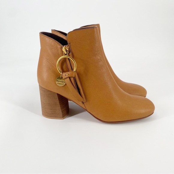 See by Chloe Louise Medium Calfskin Leather Tan Ankle Boots 39.5 / 9 - Picture 3 of 13
